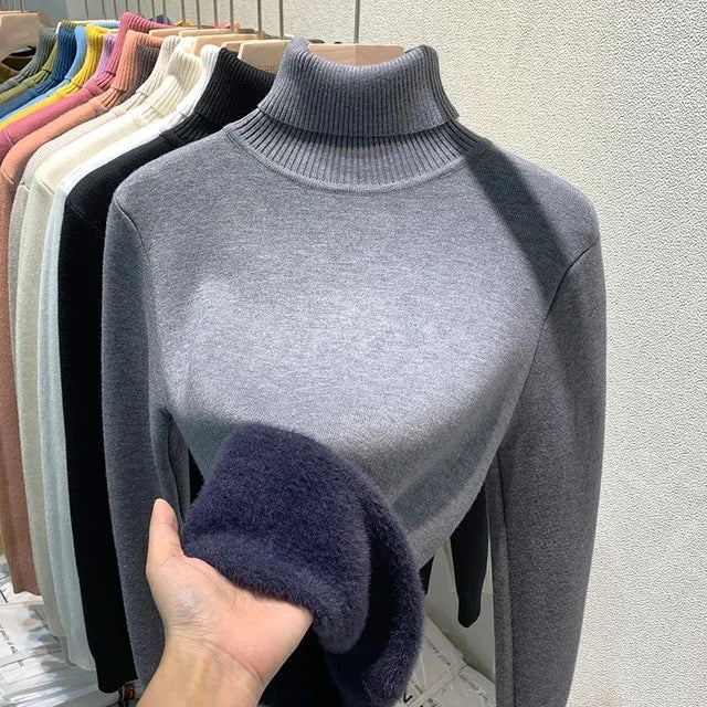 Fleece roll neck sweater