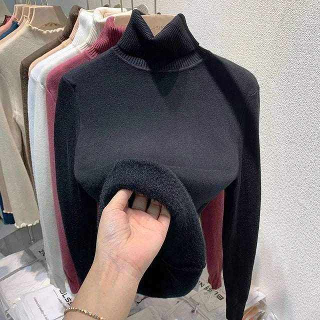 Fleece roll neck sweater