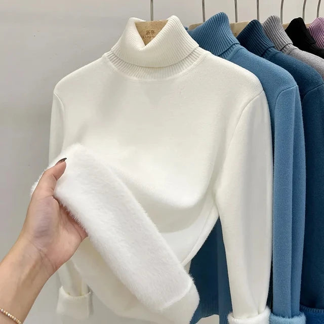 Fleece roll neck sweater