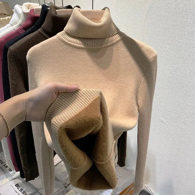 Fleece roll neck sweater